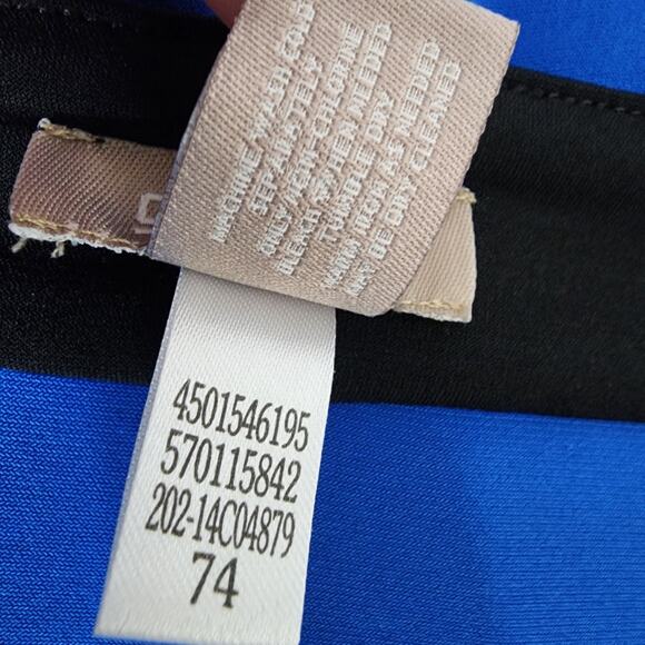 Chico's Womens Top Size 2 Large Infinity Blue 3/4 Sleeve Gianna Scoop Colorblock - Picture 8 of 8